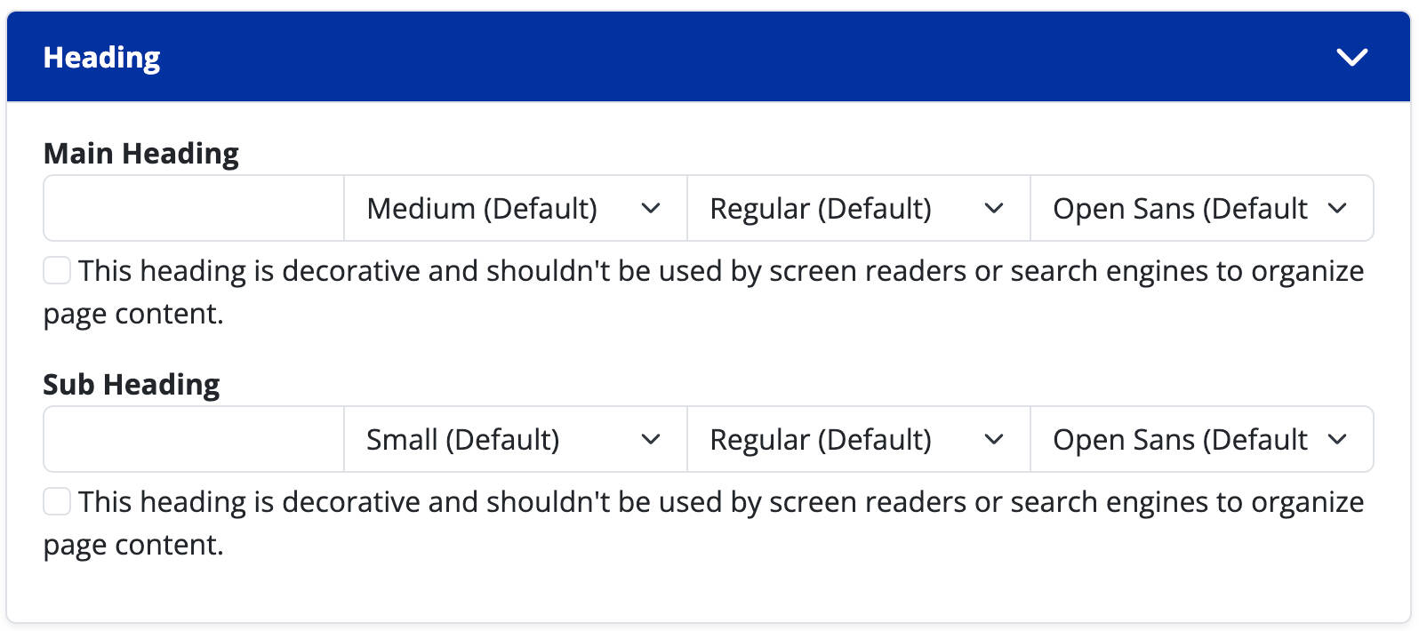 Screenshot of the node editor's "heading" chunk